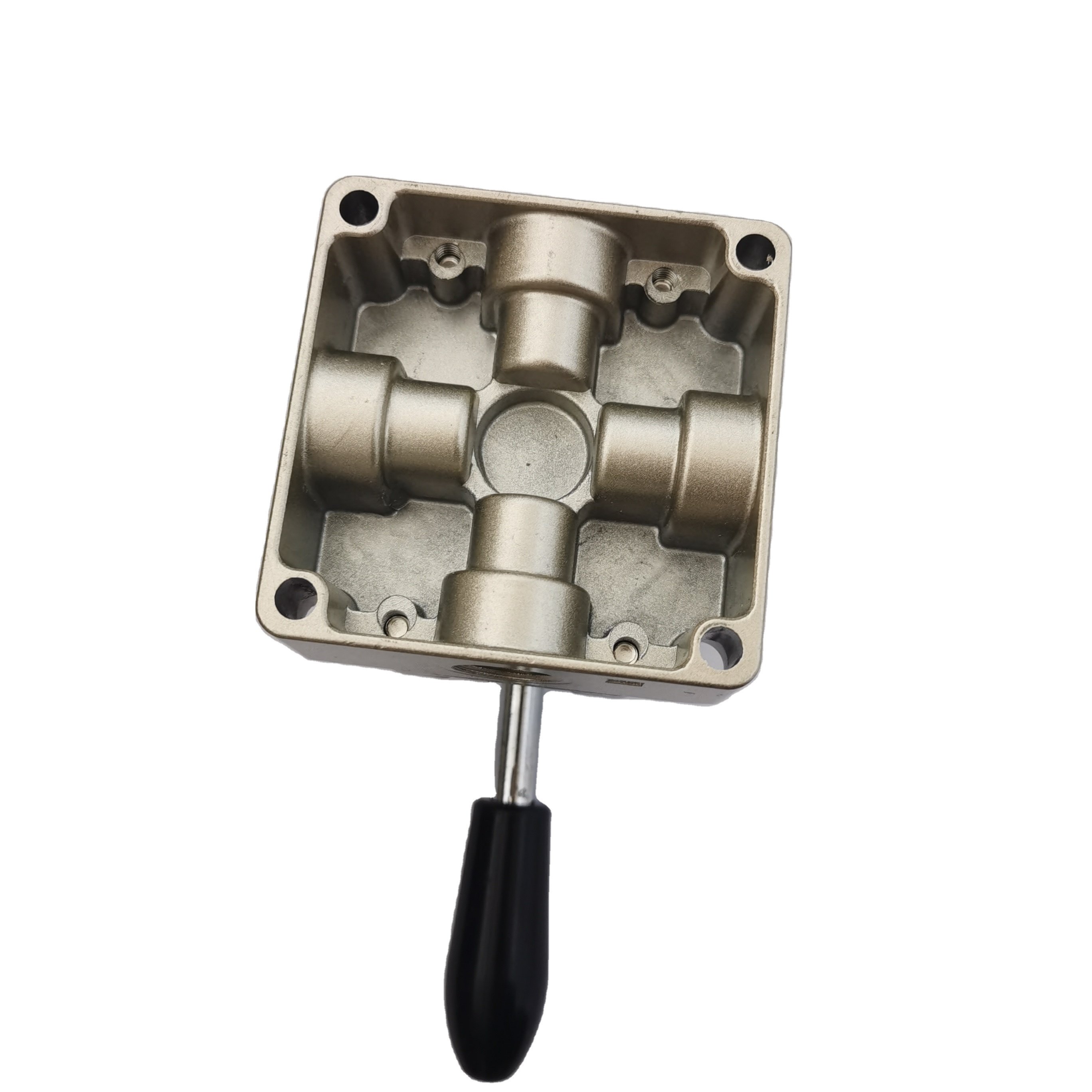 HV-03 3/8NPT Pneumatic Manual Valve 4-Way Airflow Control With 3 Positions Rotary Rod For Auto Parts