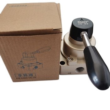 HV-03 3/8NPT Pneumatic Manual Valve 4-Way Airflow Control With 3 Positions Rotary Rod For Auto Parts