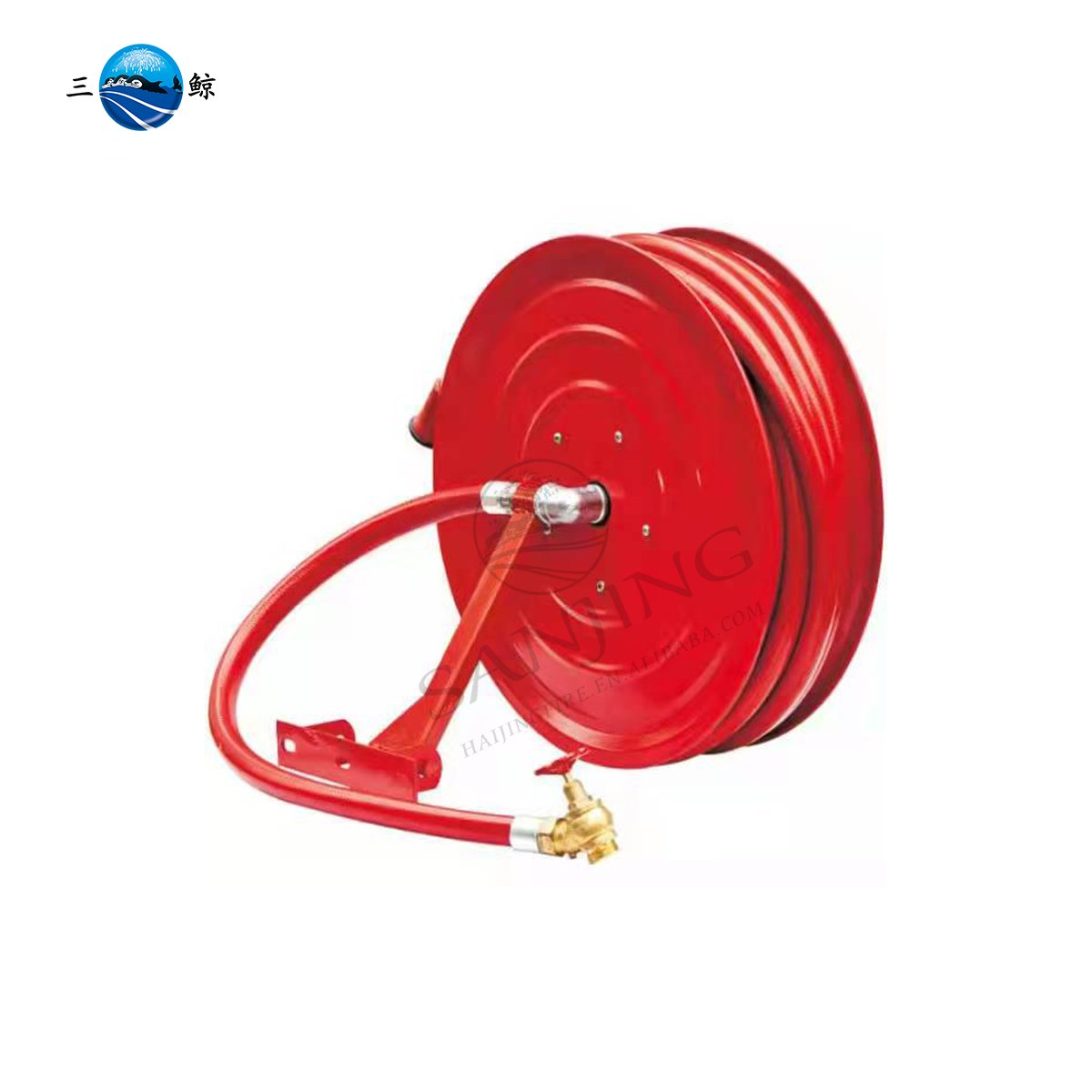 Professional Swing Type Fire Hose PVC Pipe Storage Reel With Plastic Nozzle