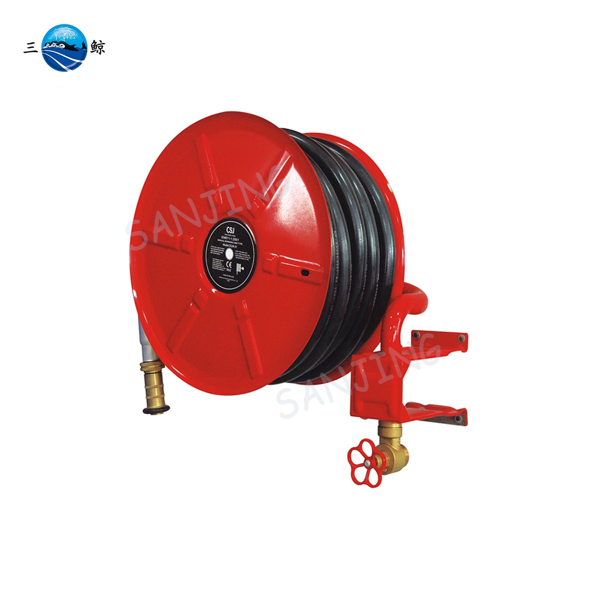 Professional Swing Type Fire Hose PVC Pipe Storage Reel With Plastic Nozzle
