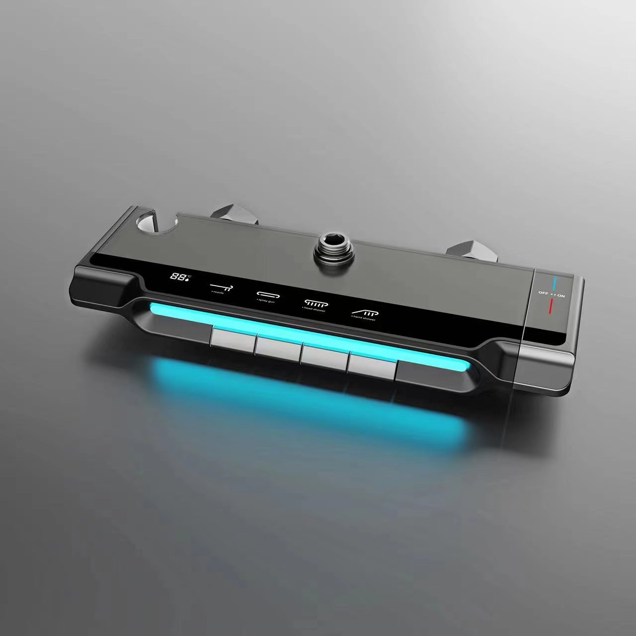 Deluxe 5-feature LED shower set full screen digital display brass body rain/spray chromium-plated ceramic valve shower system