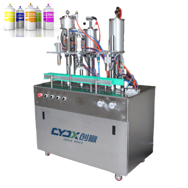 CYJX Semi-automatic 3 In 1 Aerosol Can Filling Machine For Spray Paint Sealing Valve Aerosol Subscreem Filling Machine