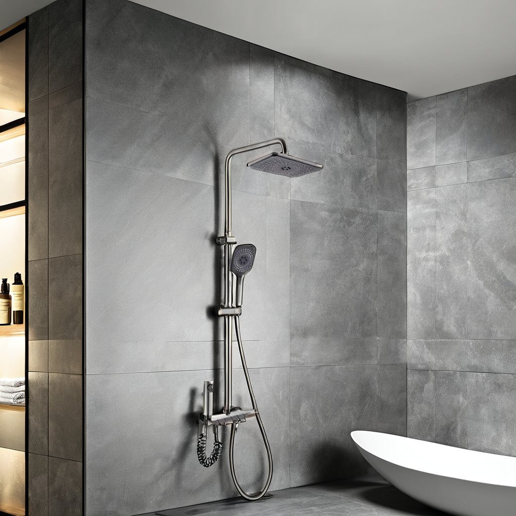 All-Copper Single Handle Handheld Shower Set Classic Style Rain Spray Pattern Lifting Rod Ceramic Valve Core Made Brass Material