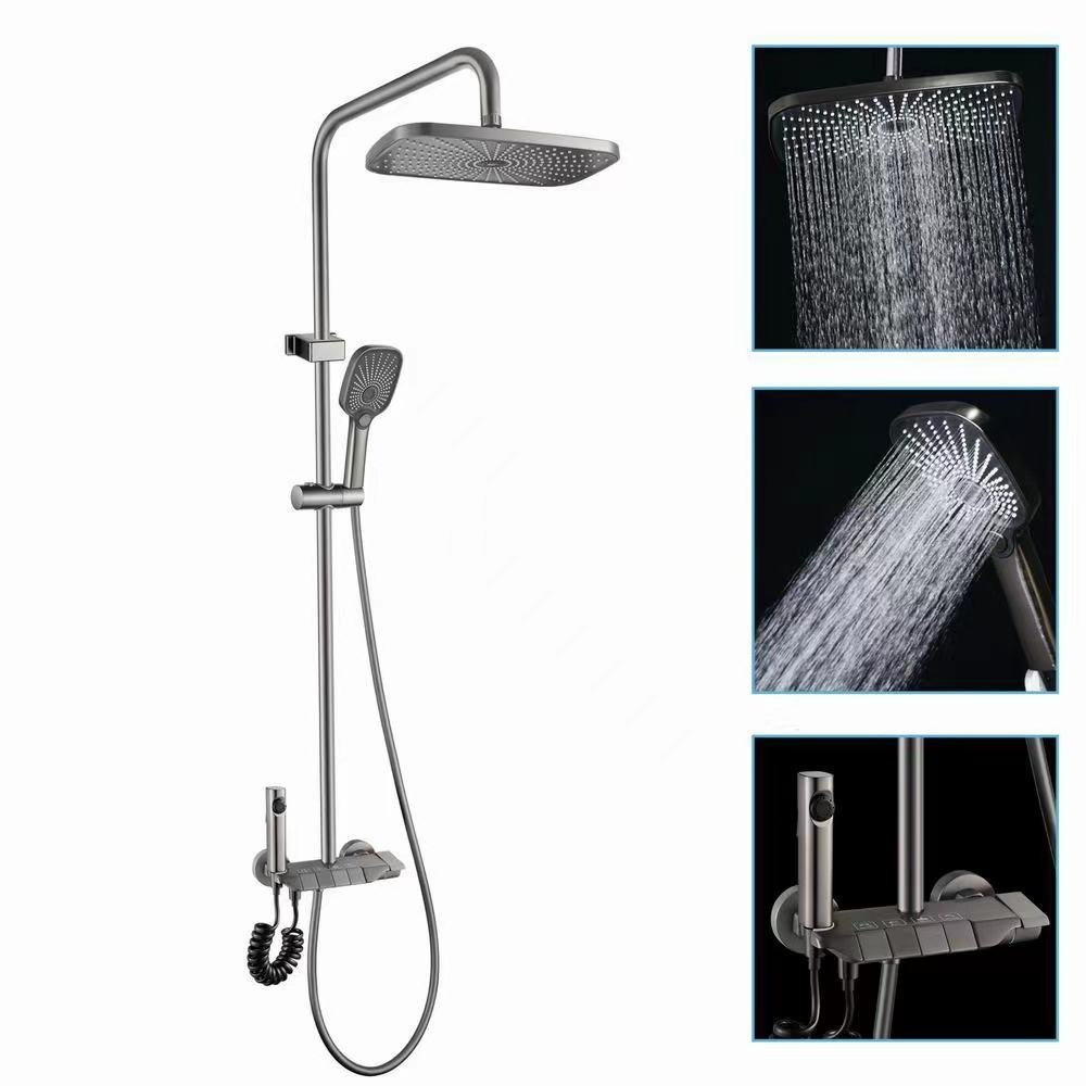 Hot Sale Matte Gray Wall Mounted Thermostatic Shower Mixer Bathroom Thermostatic Shower Set