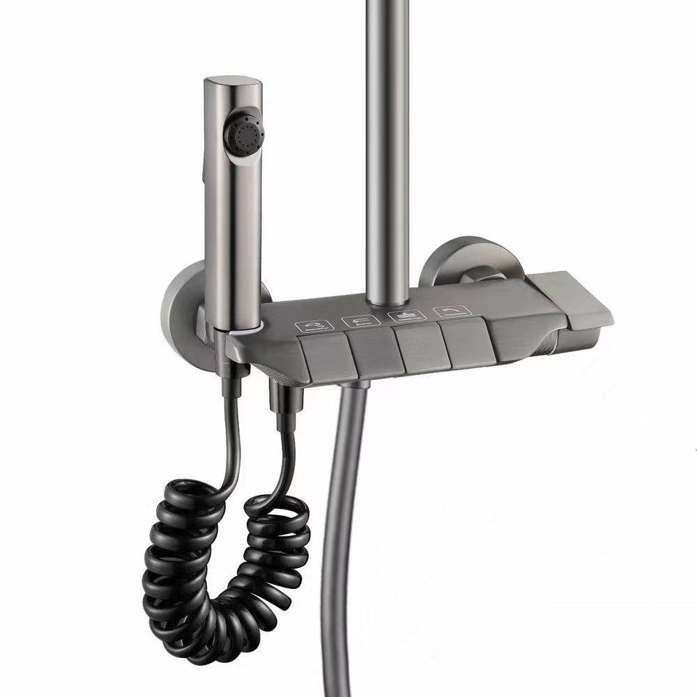 Hot Sale Matte Gray Wall Mounted Thermostatic Shower Mixer Bathroom Thermostatic Shower Set