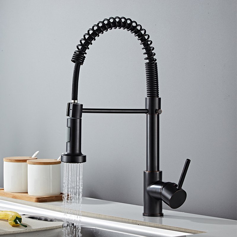 High Quality Single Handle Brass Spring Kitchen Faucet Deck Mounted Single Sink Installation Cold Valve Single Hole Tap