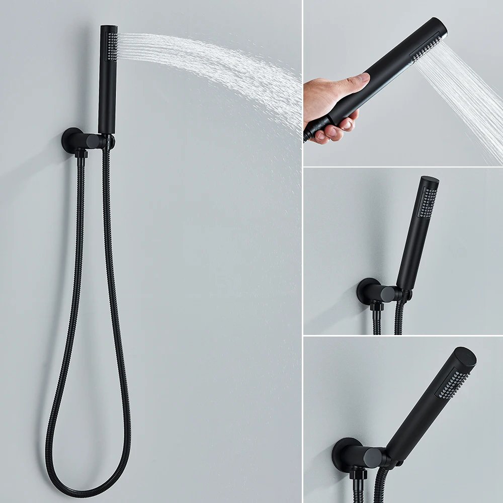8-16 Inch Matte Black Thermostatic Shower fuaucet Recessed Brass Valve Concealed Thermostat Tap Bathroom Shower System