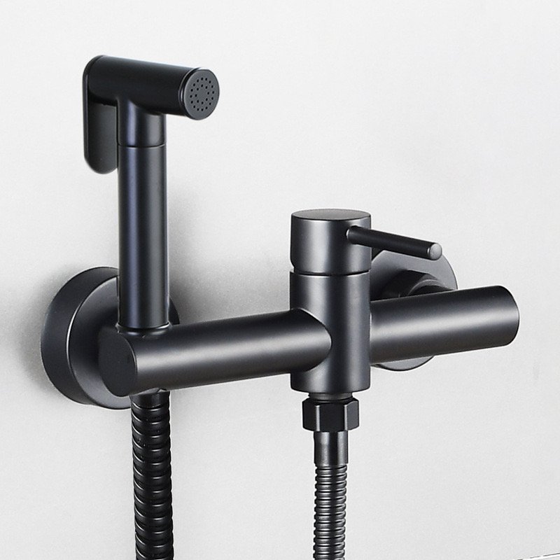 SANIPRO Brush Gold Antique Brass Wall Mounted Single Handle Bathroom Shattaf Bidet Shower Faucet Mixer, Toilet Spray Gun