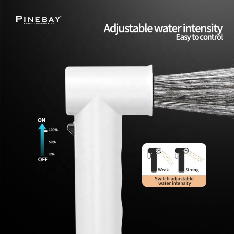 PINEBAY Popular Design Bathroom Circular Magnetic Handheld Bidet Sprayer Woman Self Cleaning ABS White Washer Toilet Shattaf Set