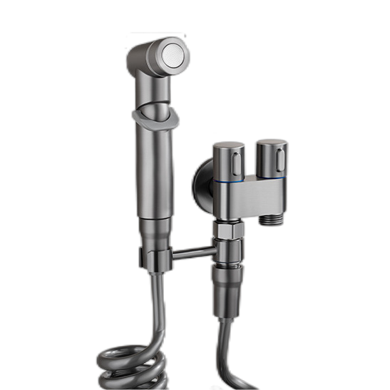 Black Hot/Cold Mixing Valve Supercharged Spray Gun Handheld Toilet Flusher Bidet Sprayer