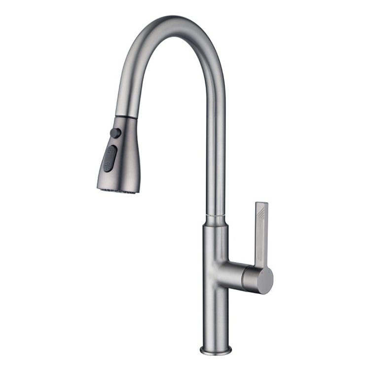 Hot Cold Rotating Brass Faucet Pull-Down Design Ceramic Valve Core Modern Extendable Shrinkable Kitchen Sink Faucet