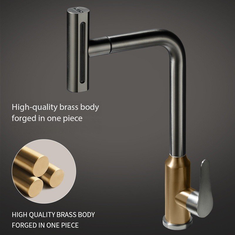 Universal Rotation Mechanical Arm Rainfly Faucet for Kitchen and Bathroom Single Handle with Single Hole Mount Made from Brass