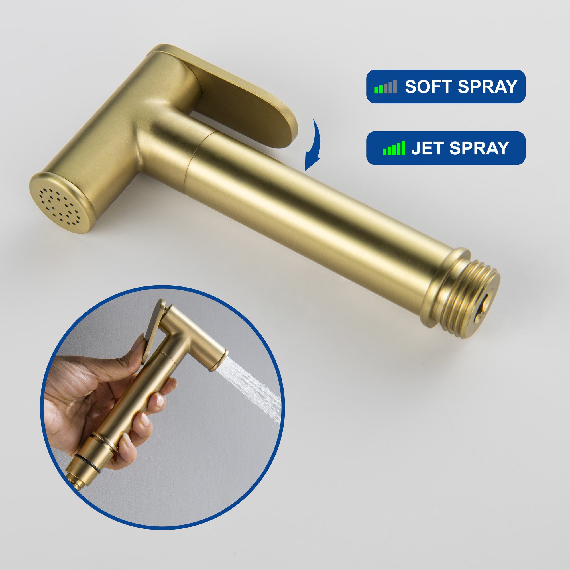 Wall mounted brass handheld bidet shower set hot and cold water gold toilet bidet sprayer with valve