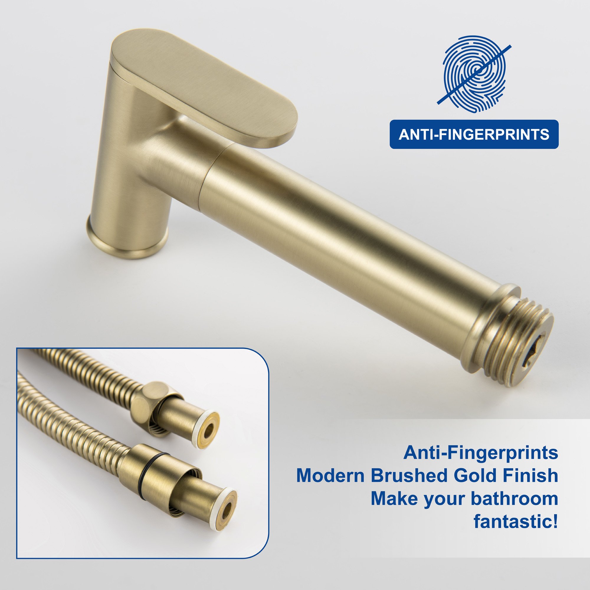 Wall mounted brass handheld bidet shower set hot and cold water gold toilet bidet sprayer with valve