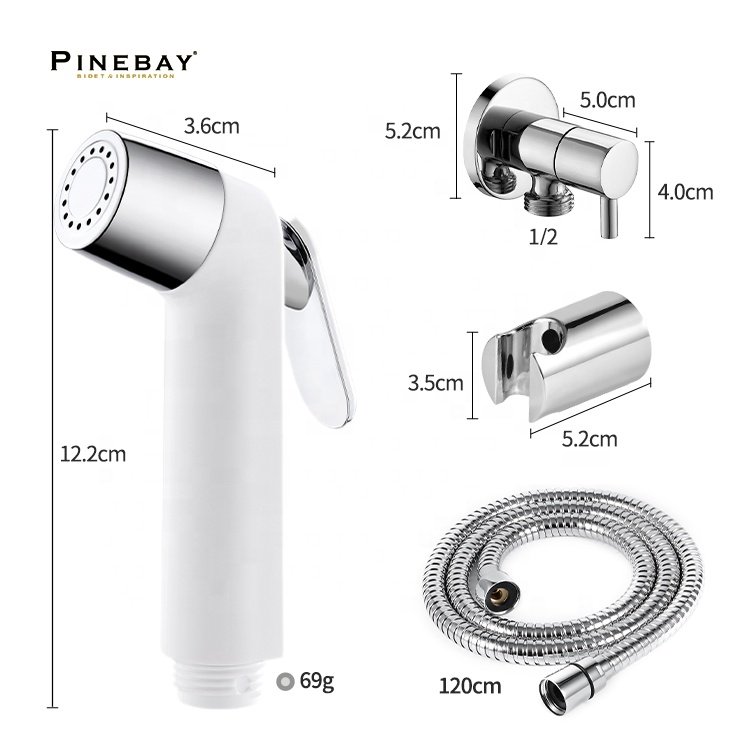 PINEBAY Modern High Pressure Saving Water Shattaf Seat ABS Plastic Wall Mounted Muslim Shower Baby Bidet Sprayer Set