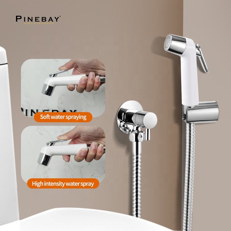 PINEBAY Modern High Pressure Saving Water Shattaf Seat ABS Plastic Wall Mounted Muslim Shower Baby Bidet Sprayer Set