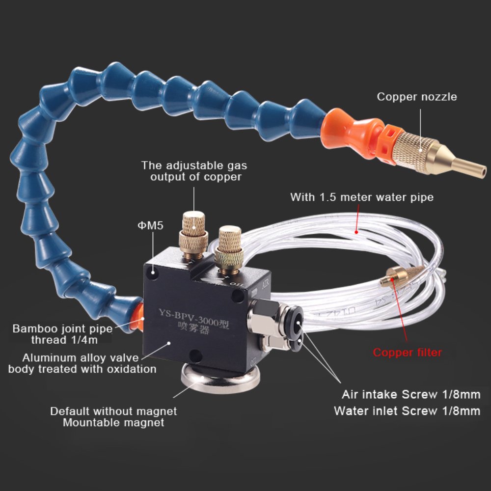Nylon plastic material air operated sprayer mist lubrication cooling water pipe for milling machine tool lathe
