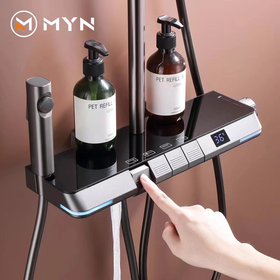 TikTok Same Style Shower Set High Quality Piano Key Shower Set Thermostatic Bathroom Shower Faucet Set