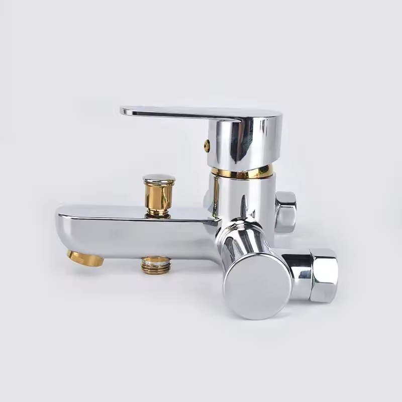 Single-Handle Chrome Bathtub Shower Faucet Set with Rain & Soft Spray Ceramic Valve Core for Hotels