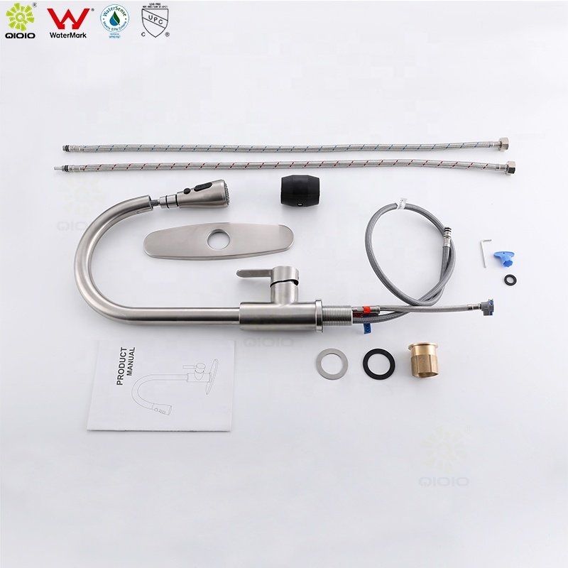 Functional Swivel 360 Spout 304 Stainless Steel Sink Tap Kitchen Faucet With Pull-out Sprayer Head