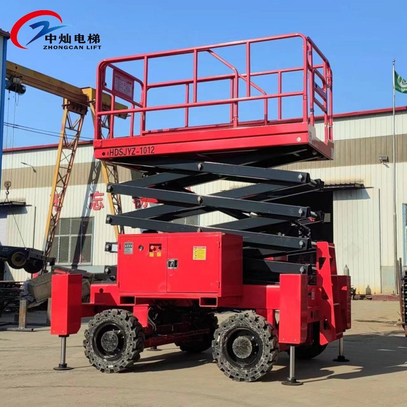 10m 12m Electric All rough terrain wheels diesel engine mobile aerial man lift self propelled scissor lift platform