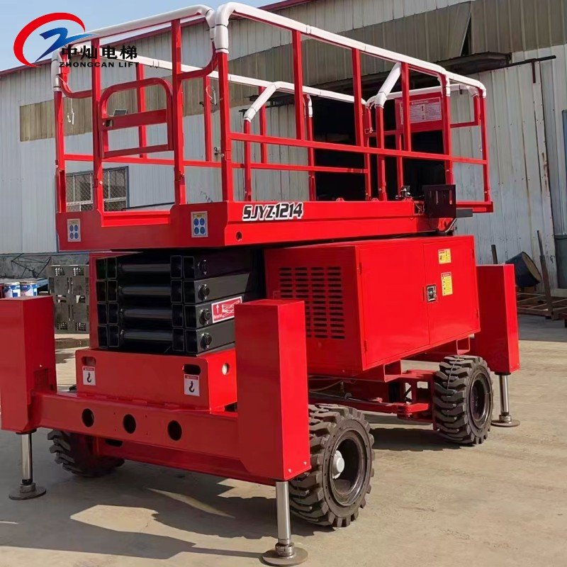 10m 12m Electric All rough terrain wheels diesel engine mobile aerial man lift self propelled scissor lift platform