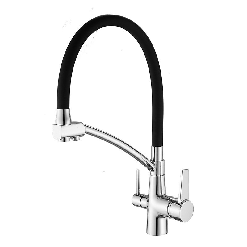 Bolei 3 Way Water Filtered Matte Black Brass Kitchen Faucet with Pull Down Spray and Water Purifier
