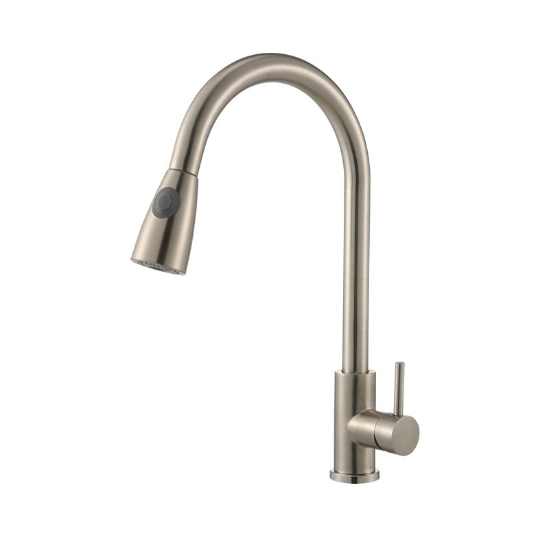 Contemporary 304 Lead-Free Stainless Steel Kitchen Mixer Economy Pull-Out Spray Valve Deck Mounted Sink Taps