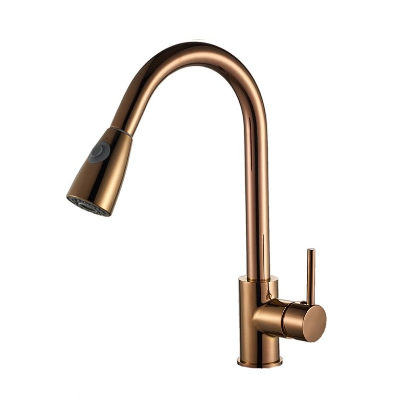 Contemporary 304 Lead-Free Stainless Steel Kitchen Mixer Economy Pull-Out Spray Valve Deck Mounted Sink Taps