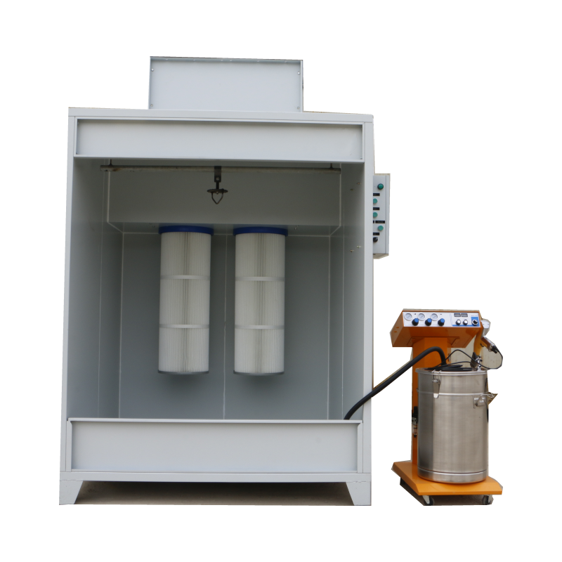 Manual Epoxy Powder Coating Cabin 2 Cartridge-filters Electrostatic Paint Spray Booth for Sale High Powder Recovery Efficiency