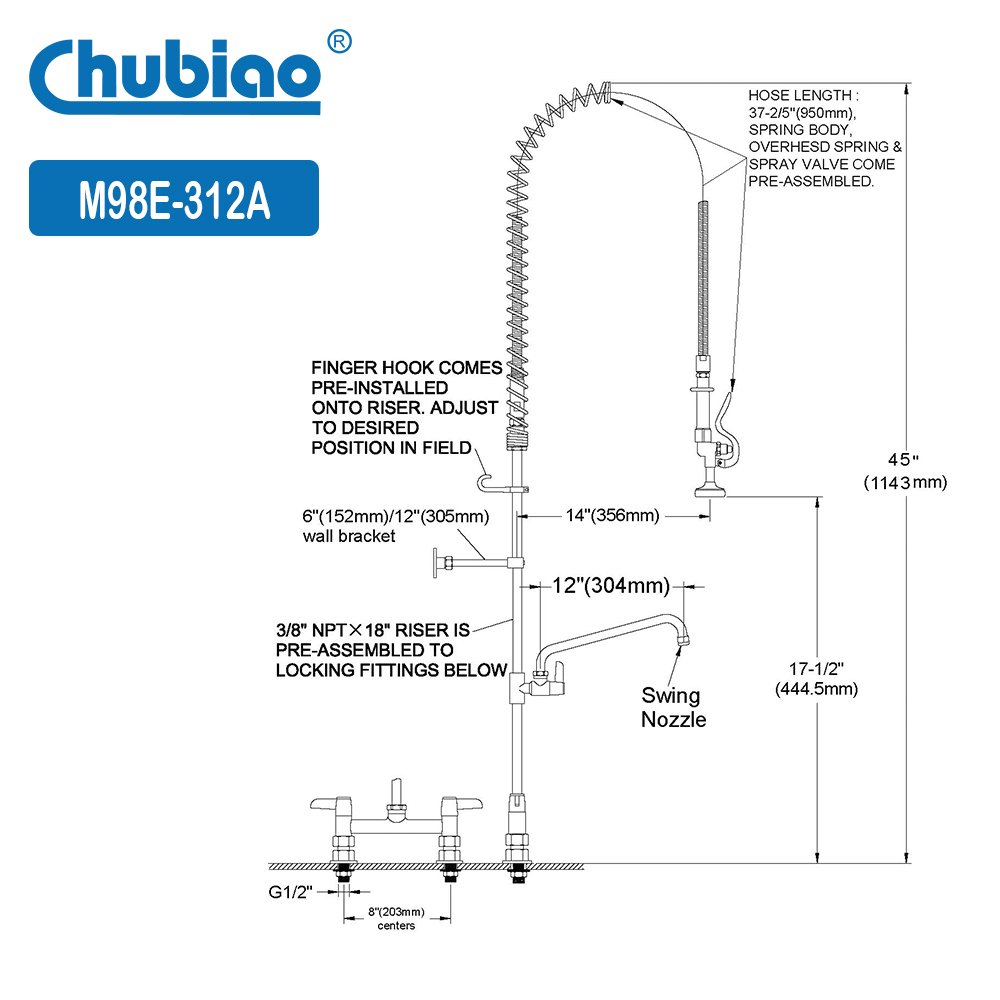 Pull Down Pre Rinse Unit Commercial Kitchen Pre rinse Faucet Mixer Taps With Swing Faucet