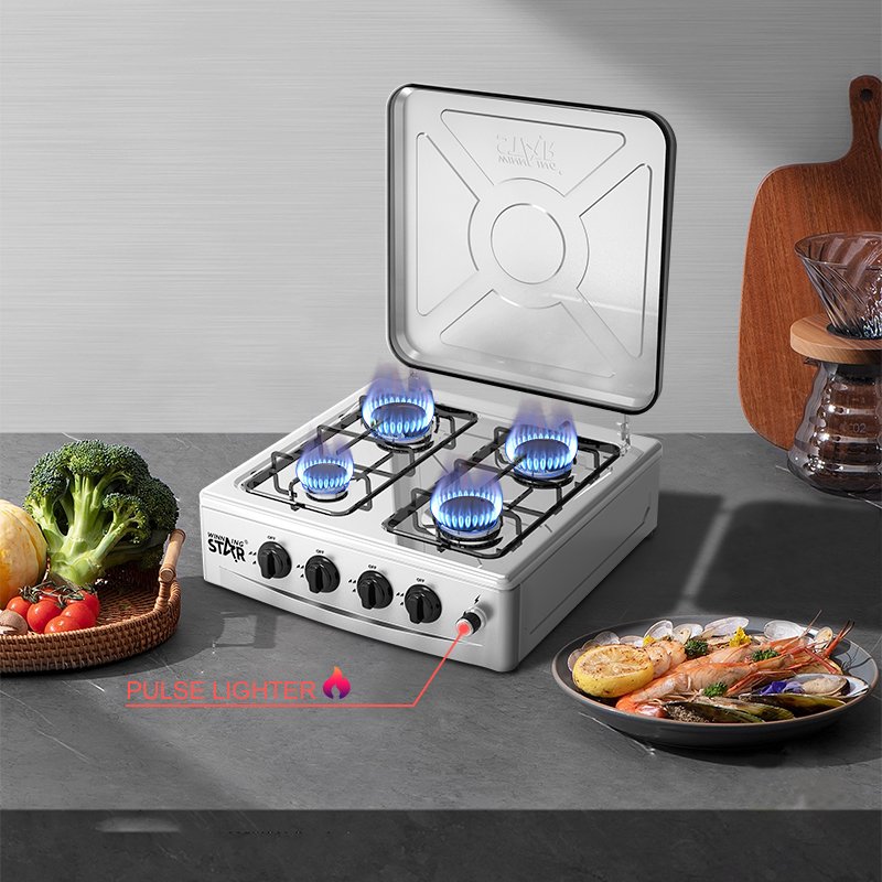 WINNING STAR ST-9658 Outdoor Camping 4 Burner Portable Black Burner Kitchen Gas Hob Cast Iron Gas Hob Cooking Range