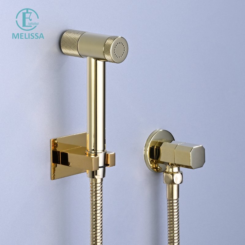 Melissa Modern Brass Bathroom Brushed gay toilet bidet spray shattaf set Handheld shower Angle Valve