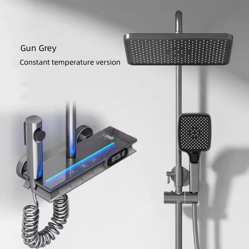 Luxury Single-Handle Wall Mounted Thermostatic Smart Digital Brass Rain Shower Set Ceramic Valve Jet Massage Spray Bathrooms
