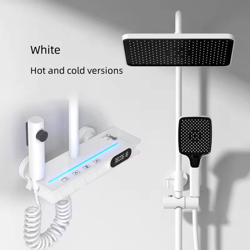 Luxury Single-Handle Wall Mounted Thermostatic Smart Digital Brass Rain Shower Set Ceramic Valve Jet Massage Spray Bathrooms