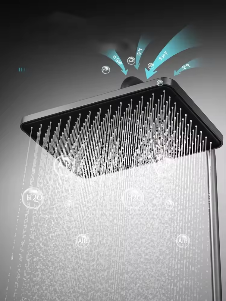 Luxury Single-Handle Wall Mounted Thermostatic Smart Digital Brass Rain Shower Set Ceramic Valve Jet Massage Spray Bathrooms