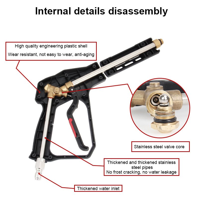 Lingzhen high-pressure Car wash spray gun artifact Ceramic valve pressure resistance 350kg, high-power car wash water gun