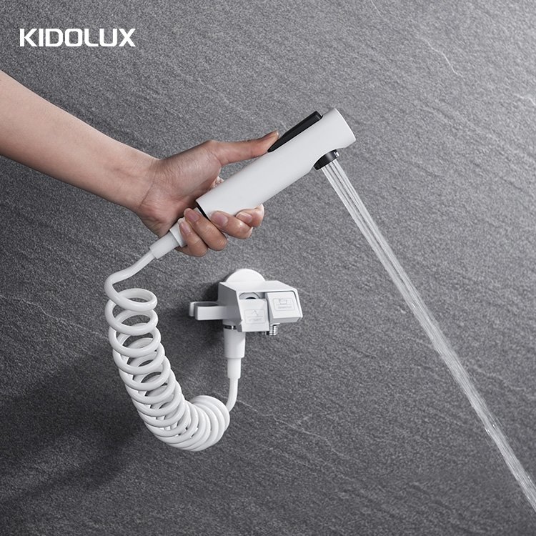 Kidolux Bidet Faucet Toilet Partner Gun Syringe Double Use Pressure Nozzle One Into Two Double Charged Cleaning Sprayer Set