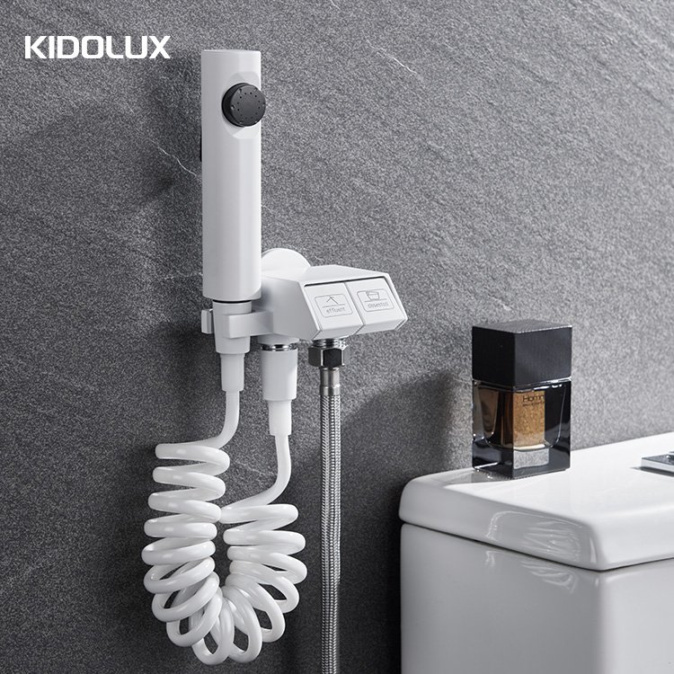 Kidolux Bidet Faucet Toilet Partner Gun Syringe Double Use Pressure Nozzle One Into Two Double Charged Cleaning Sprayer Set