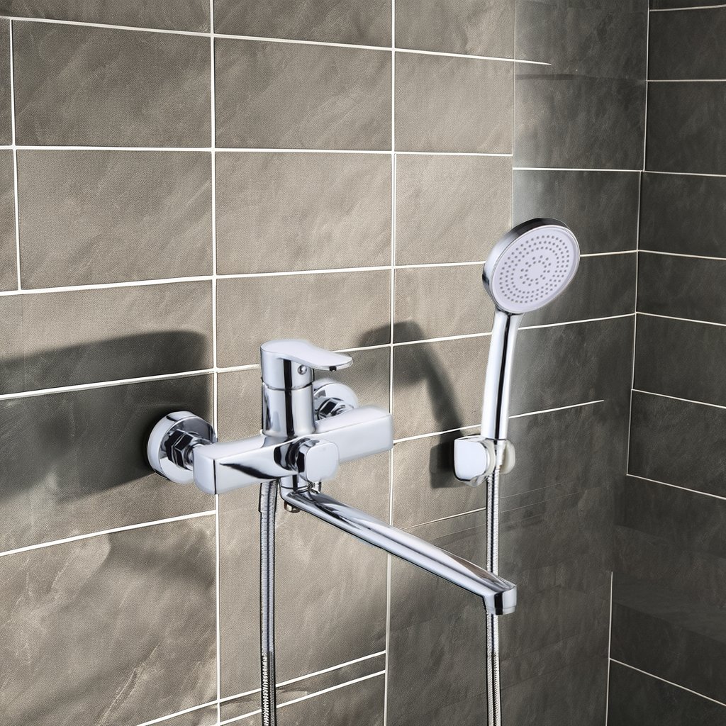 LULUMOM Zinc Wall Mounted Bathtub Faucet Thermostatic Showerhead for Bathroom with Rain and Massage Adjustable Spray Patterns