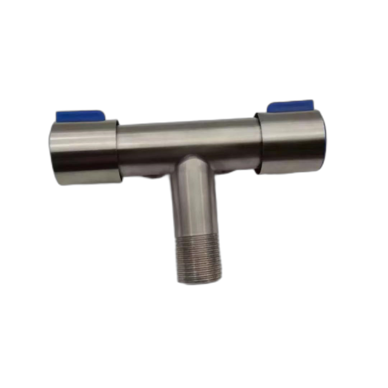 Two Way Stainless Steel Angel Valve T-adapter Valve Shattaf Faucet Handle Valve Water Stop For Toilet Bidet Double Handle