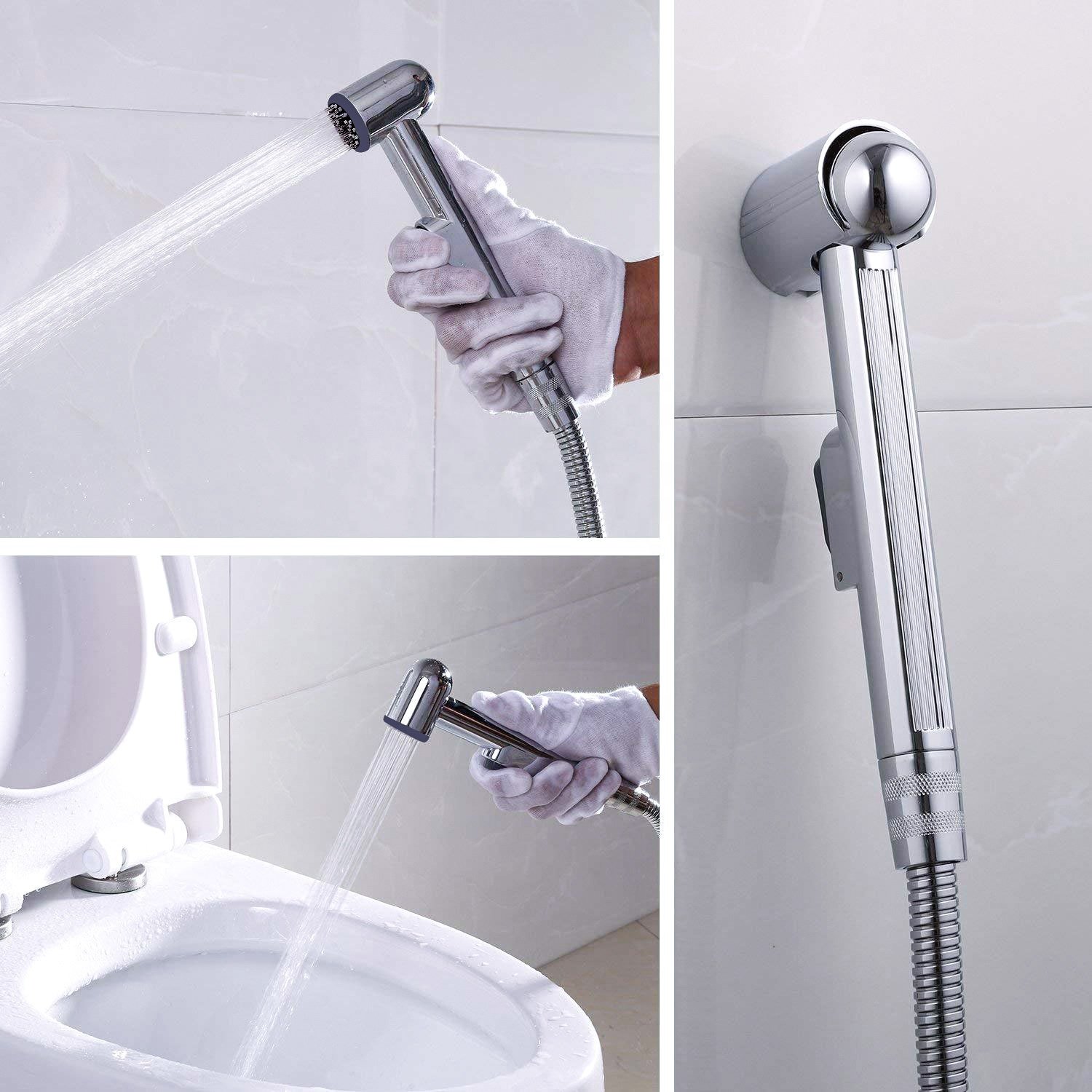 ABS Bidet Sprayer for Toilet Chrome Plated Handheld Portable Shattaf Bidet for Toilet Bathroom Cloth Diaper