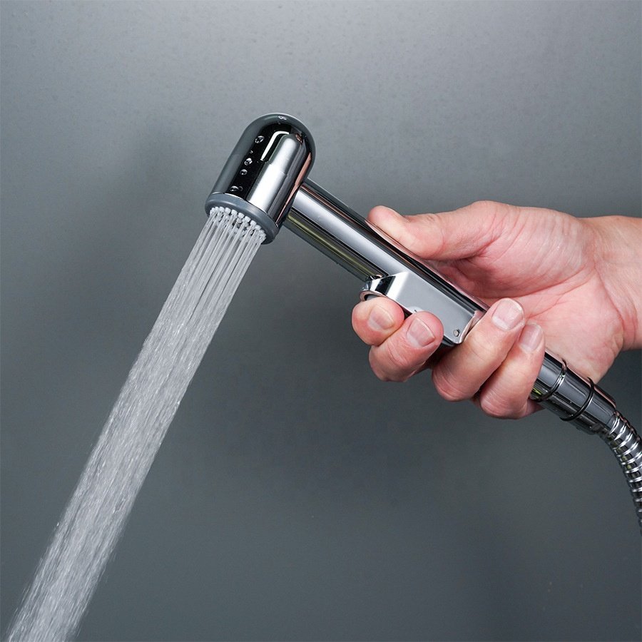ABS Bidet Sprayer for Toilet Chrome Plated Handheld Portable Shattaf Bidet for Toilet Bathroom Cloth Diaper