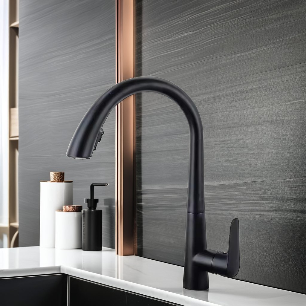 2024 Professional Single-Handle Kitchen Faucet with Pull down Spray Modern Design Ceramic Valve Core Factory Supply Kitchen Tap