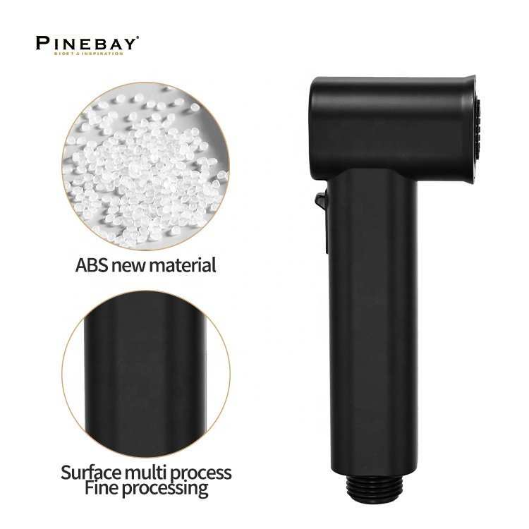 PINEBAY Hot Selling ABS Black Square Handheld Bidet Sprayer Set Bathroom Toilet Faucet Spray Woman Water Toilet Shattaf Set