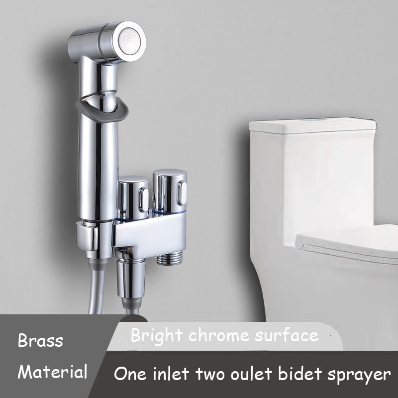 Bathroom mini double way angle valve bidet handheld sprayer brass portable shattaf set