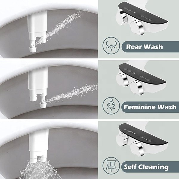 NZMAN Amezon Best Bidet Attachment, Non-Electric Dual Nozzle Bidet Toilet Attachment with Feminine Wash, Fresh Water Jet Spray