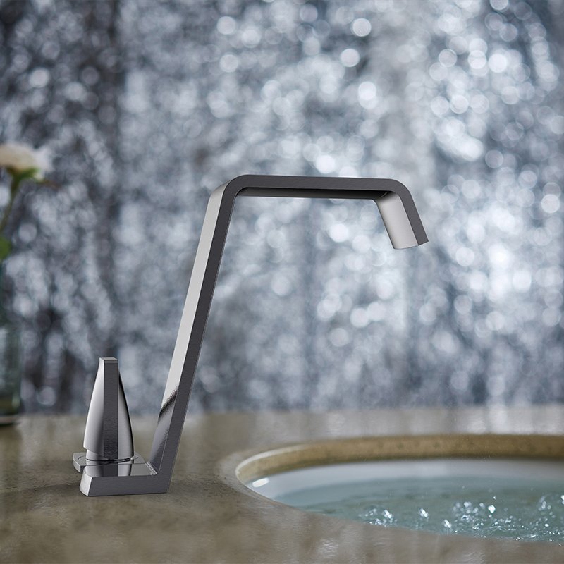 Modern Single Handle Black Basin Faucet 2-Hole Deck Mounted for Bathroom Sink Ceramic Valve Core for Gym