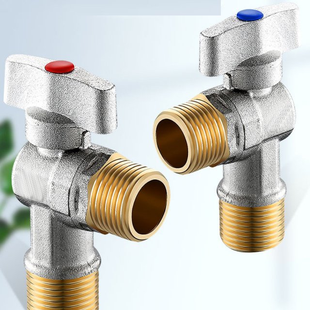 Angle valve high flow brass 304 stainless steel 4-point fully open ball valve, ball core household triangle valve