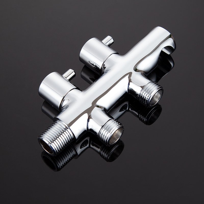 Hot Selling Brass Toilet Bidet Sprayer Double Water Outlet 2 Way Faucet Angle Valve Shower bracket 1/2 *3/8 Mixer Valve